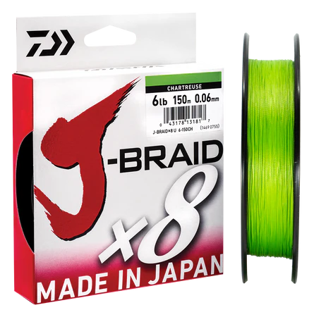 Daiwa J Braid X8 Braided Fishing Line Chartreuse 300m