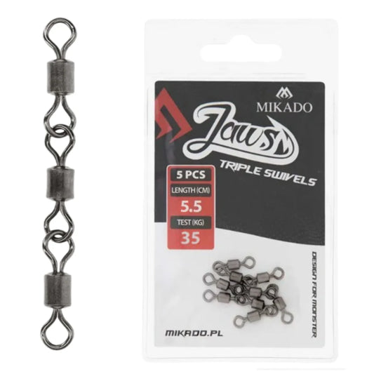 Mikado Jaws Triple Swivels XL 35kg - 5pk